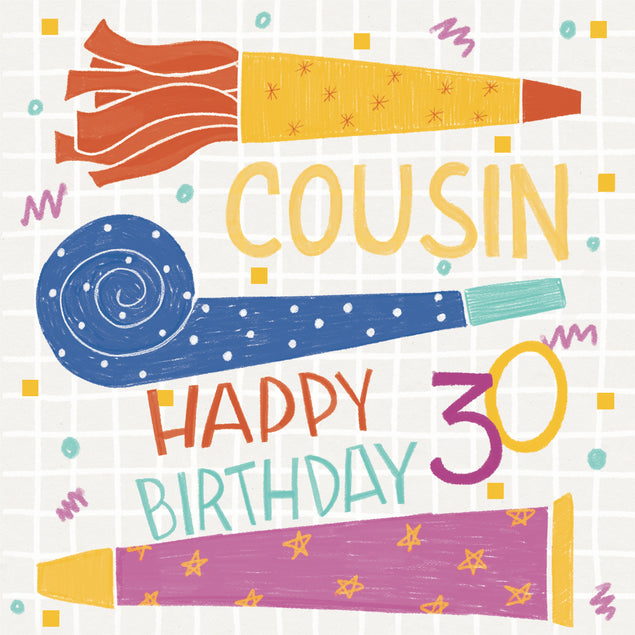 Cute Colorful Party Kit Happy 30th Birthday Cousin
