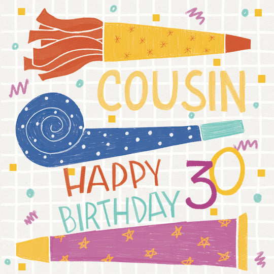 Cute Colorful Party Kit Happy 30th Birthday Cousin