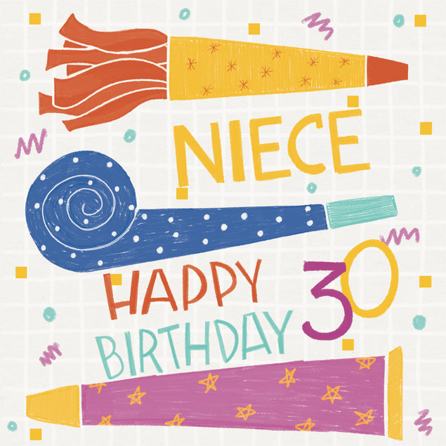Cute Colorful Party Kit Happy 30th Birthday Niece