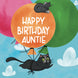 Flying Black Cat Happy Birthday Auntie