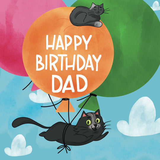 Flying Black Cat Happy Birthday Dad