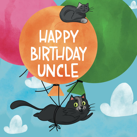 Flying Black Cat Happy Birthday Uncle