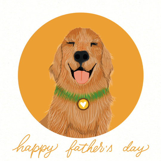 Happy Father's Day Smiling Golden Retriever