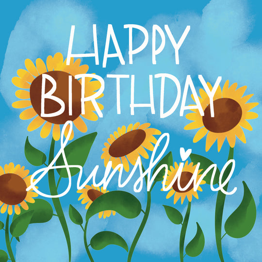 Sunflowers On A Blue Background Happy Birthday