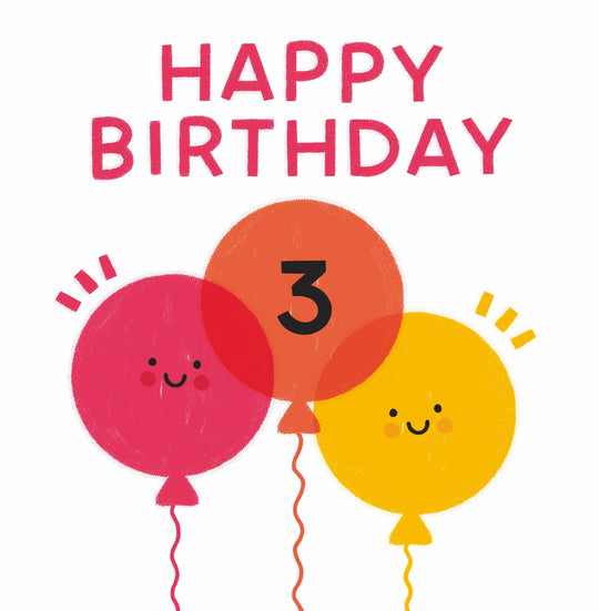 Happy Birthday Balloons Age 3 Card