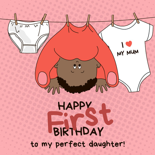 Hanging Baby In Pink Happy 1st Birthday Daughter