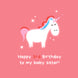 Cute Unicorn In Pink Happy 3rd Birthday Sister