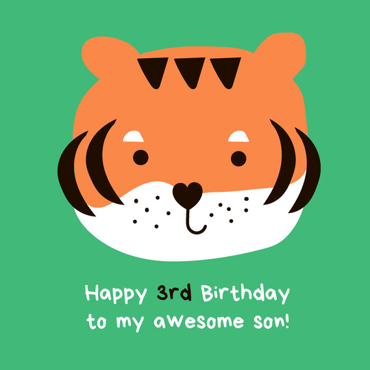Cute Little Tiger Happy 3rd Birthday Son