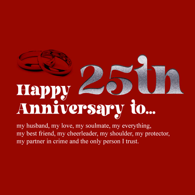 Red Background Happy 25th Anniversary To My Husband
