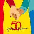 Yellow Background Couple Holding Hands Happy 50th Anniversary