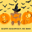 Happy Halloween My Boo Baby In A Pumpkin And Bats