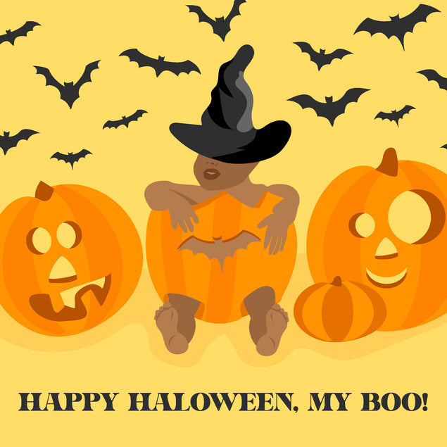Happy Halloween My Boo Baby In A Pumpkin And Bats