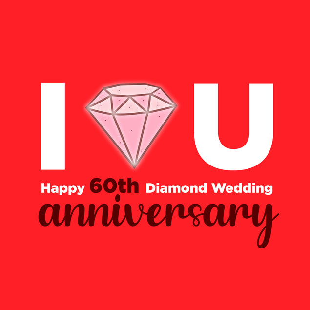Red Background Happy 60th Diamond Wedding Anniversary To Mum And Dad