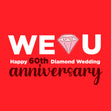 Red Background Happy 60th Diamond Wedding Anniversary