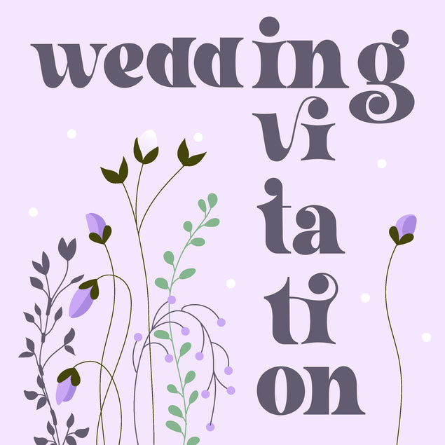 Beautiful Purple Flowers Wedding Invitation