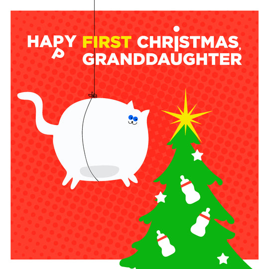 Happy 1st Christmas Cat And A Christmas Tree