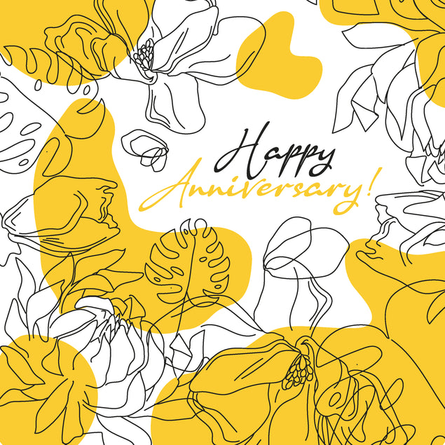 Beautiful Flowers In Yellow Happy Anniversary