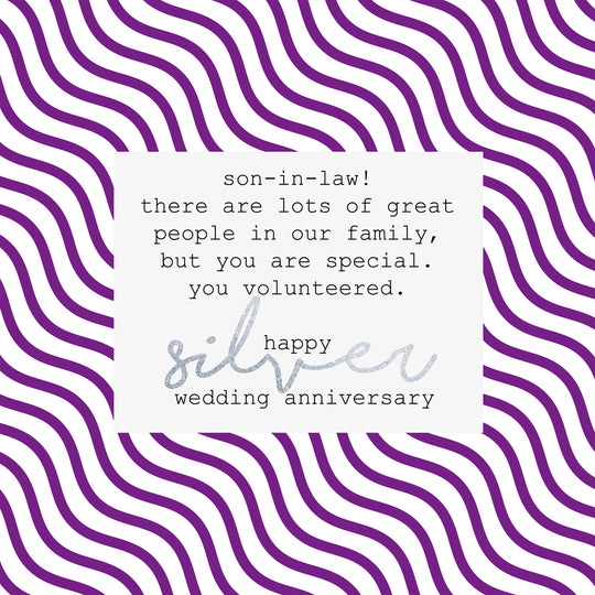 Purple Stripes Happy Silver Anniversary Son-In-Law