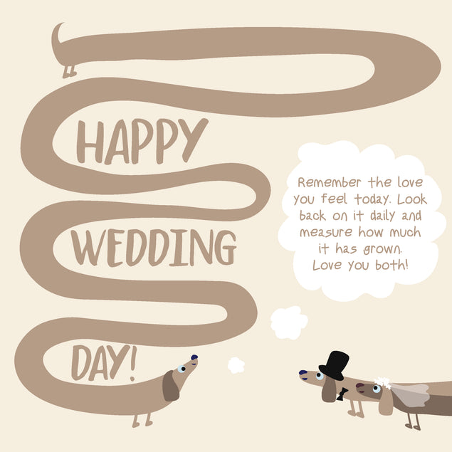 Happy Wedding Day Love You Both Pale Brown Dachshunds