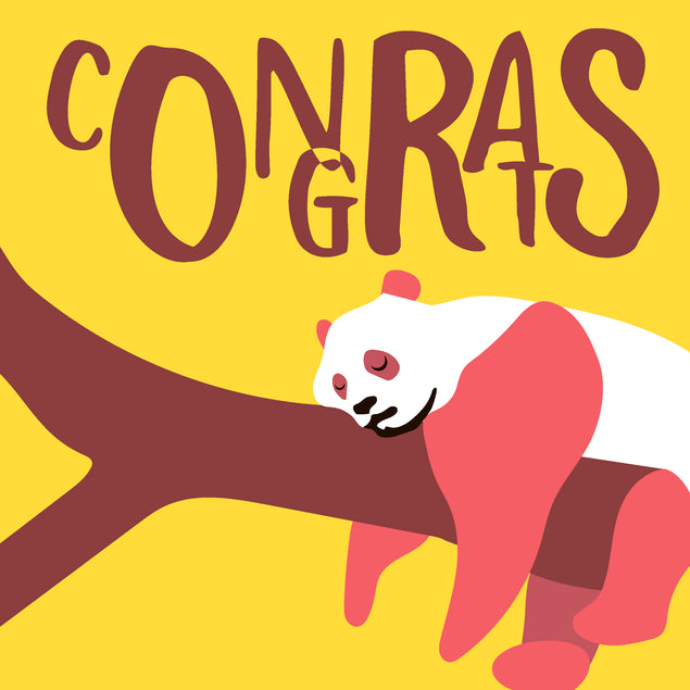 Yellow Background Sleeping Panda Congrats
