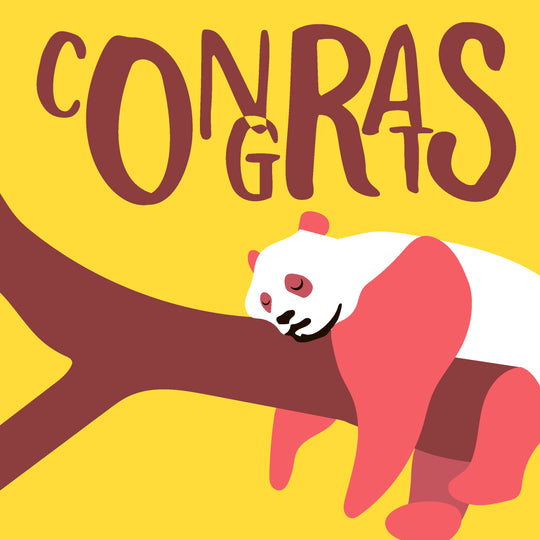 Yellow Background Sleeping Panda Congrats