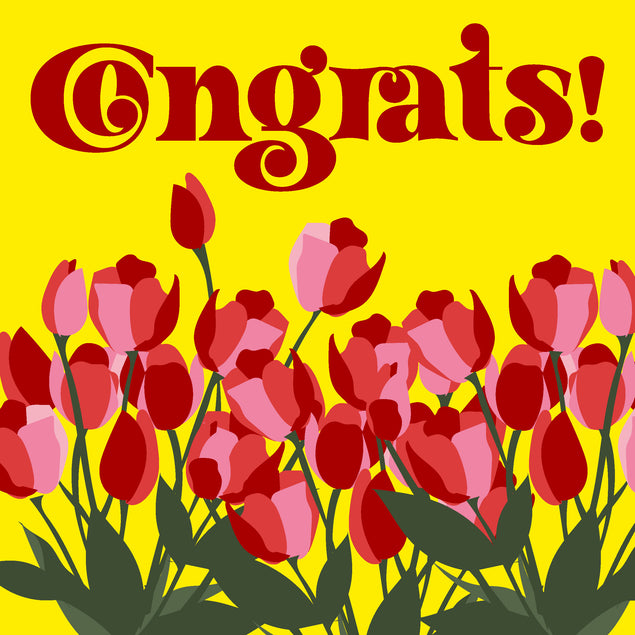 Yellow Background Tulips Congrats
