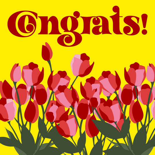 Yellow Background Tulips Congrats