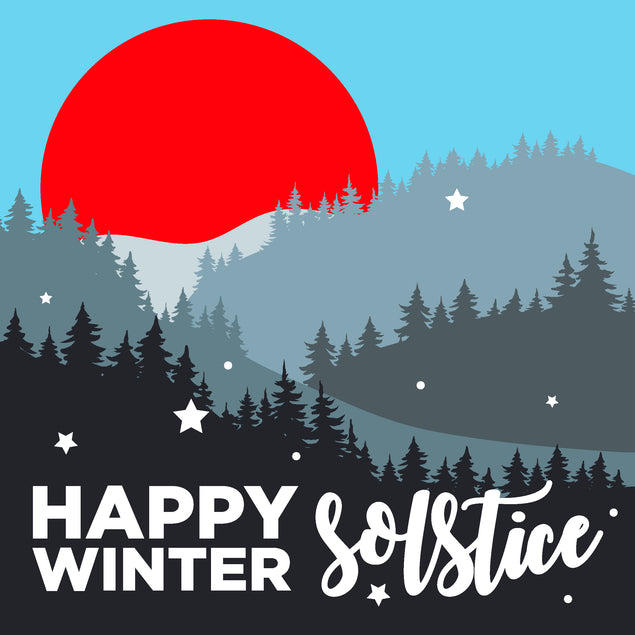 Happy Winter Solstice Red Sun