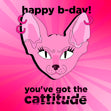 Cool Pink Cat Cattitude Happy Birthday