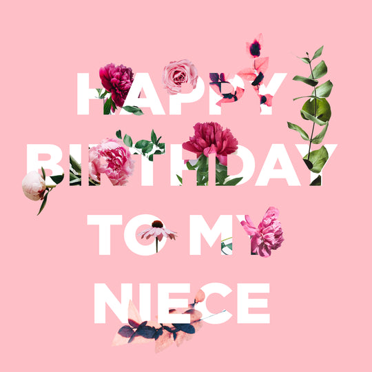 Simple Floral Pink Happy Birthday Niece