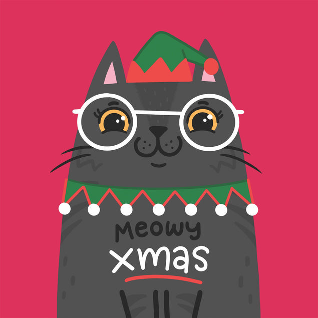 Meowy Christmas Black Cat - 1