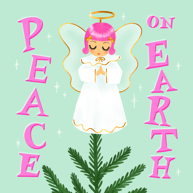 Peace And Joy Cute Angel Christmas Card Theme_Angel