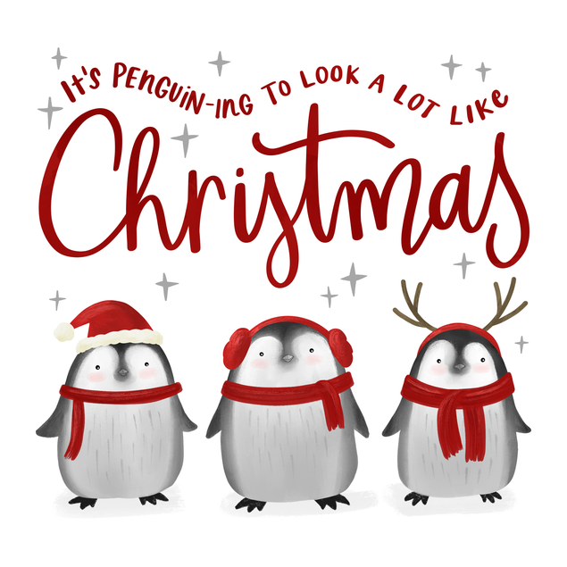 It's Penguin-ing To Look A Lot Like Christmas Three Adorable Penguins Card Seo_Penguin
