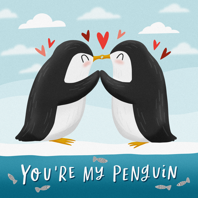 You're My Penguin Adorable Couple Valentine's Day Card