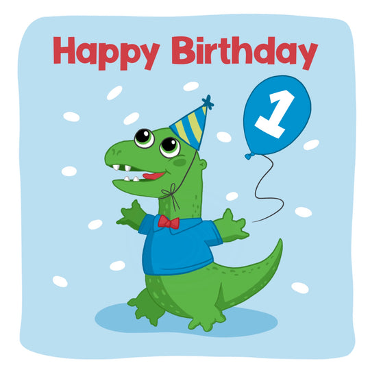 Cute Baby Dinosaur 1st Birthday Card