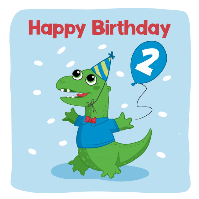 Cute Dinosaur Card for Second Birthday - 1