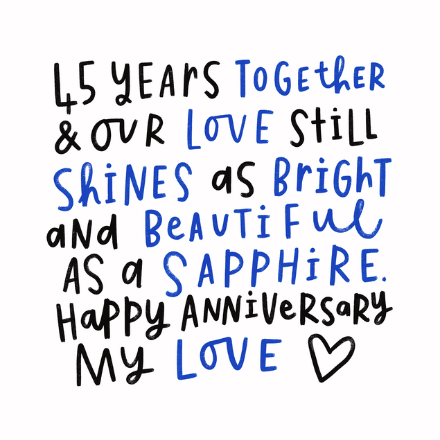 Sapphire Wedding Anniversary Card - 5 designs - 1