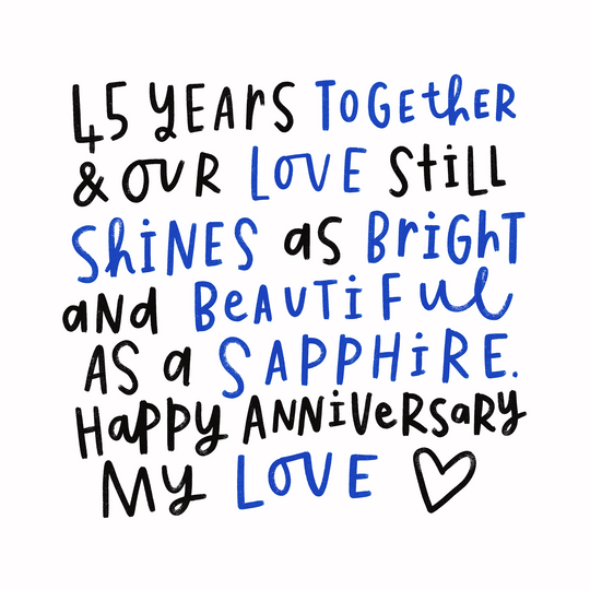 As Bright As A Sapphire Wedding Anniversary Card