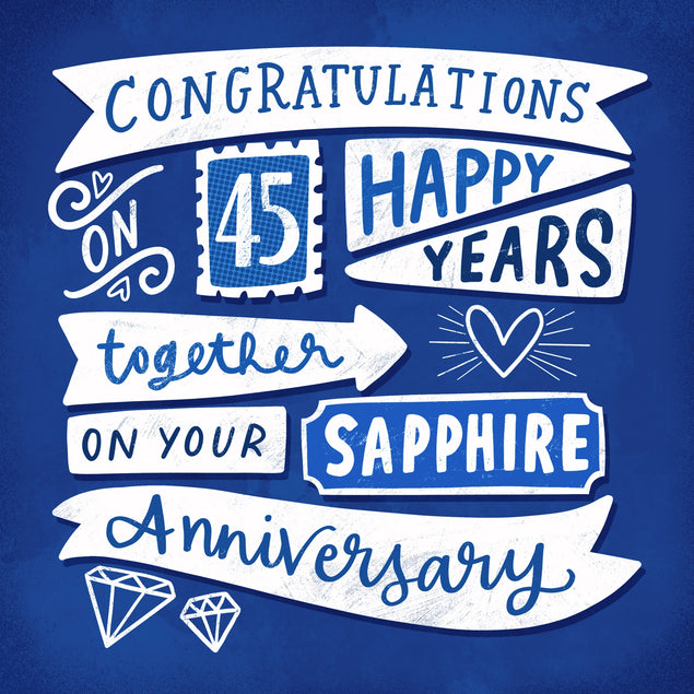 Sapphire Wedding Anniversary Card - 5 designs - 1