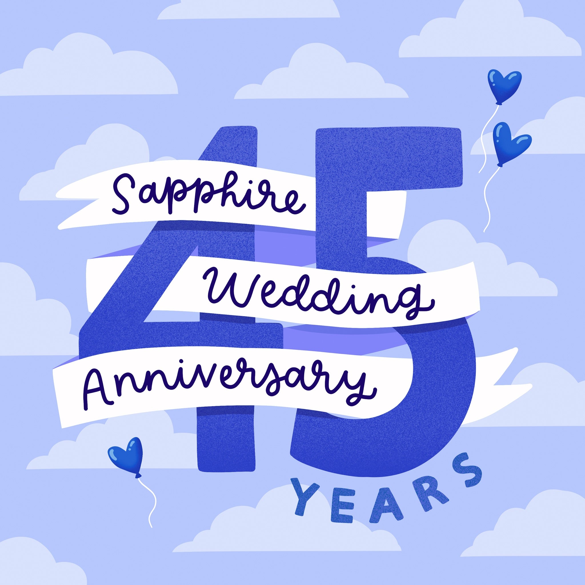 Little Heart-Shaped Balloons Sapphire Wedding Anniversary Card – Boomf