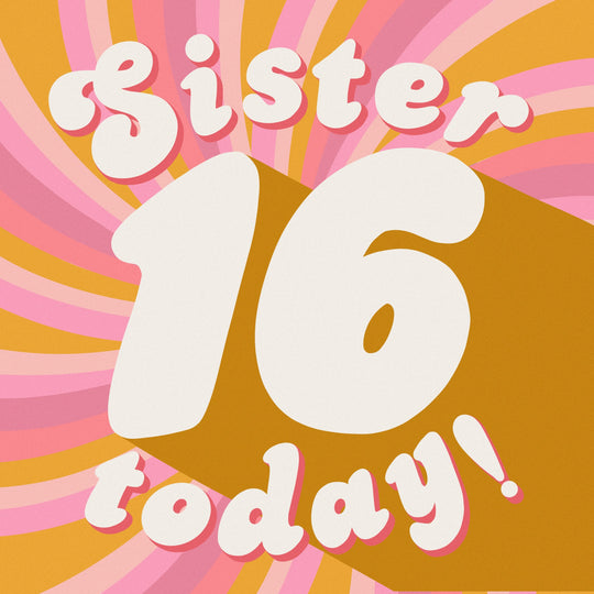 Sister Orange And Pink Swirls 16th Birthday Card