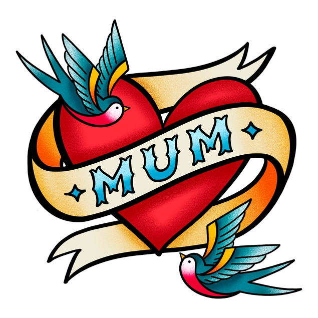 Mum Tattoo Heart Swallows Colourful Exclusive - 1