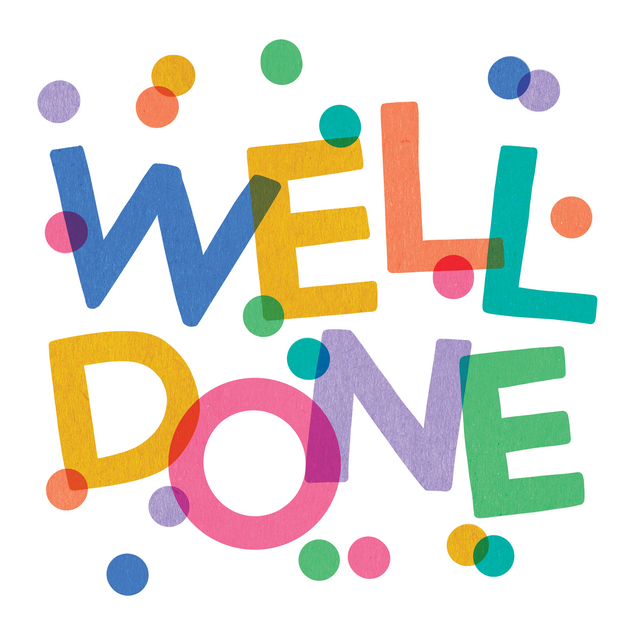 Well Done Rupi Well Done Colourful Typography Card – Boomf
