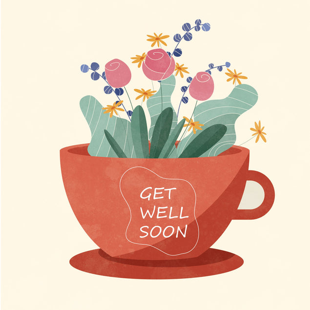 Get Well Flower Cup Card
