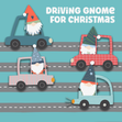 Driving gnome for Christmas greeting card - 1