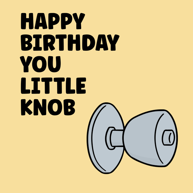 Rude and offensive door knob birthday card: Happy Birthday you little knob - 1