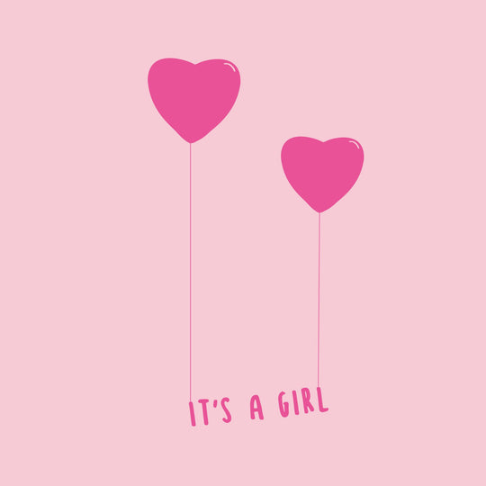 It's A Girl Pink Balloons Card