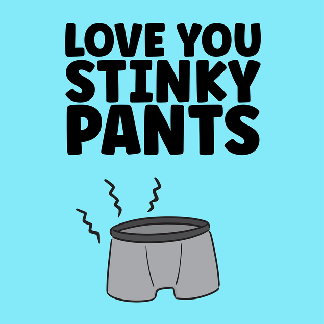 Funny anniversary card for boyfriend or husband: Love you stinky pants - 1