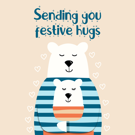 Festive Hugs Polar Bear Christmas Card