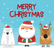 Polar bear, Santa and reindeer Christmas greeting card - 1
